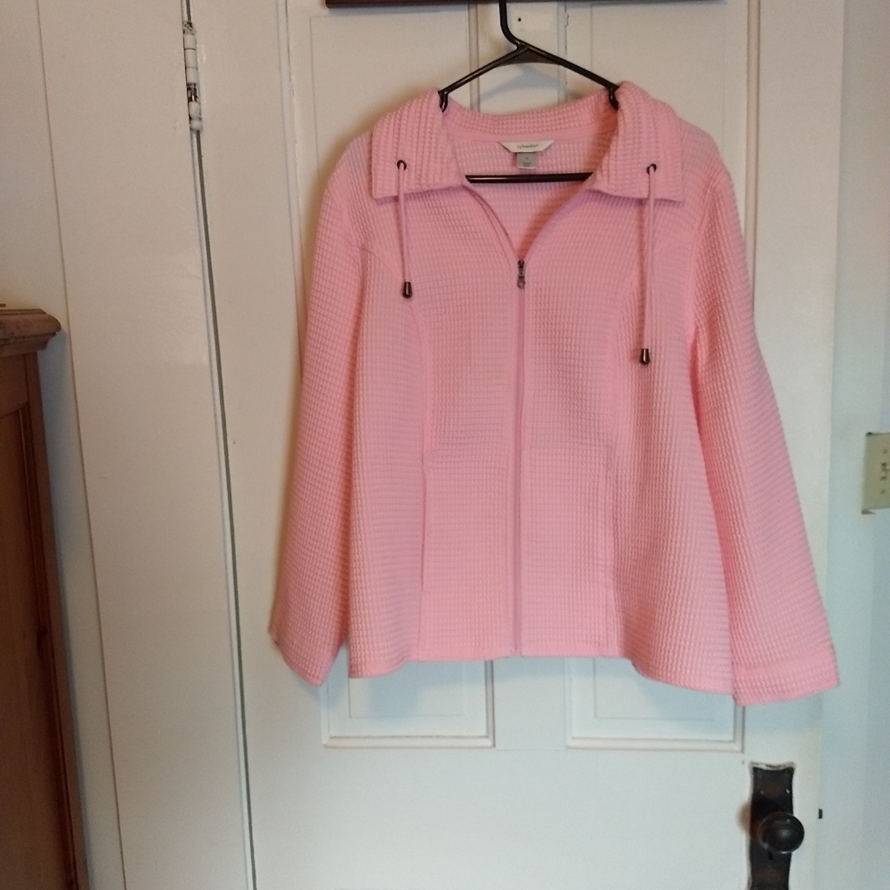 CJ Banks waffle fabric long sleeve zip up